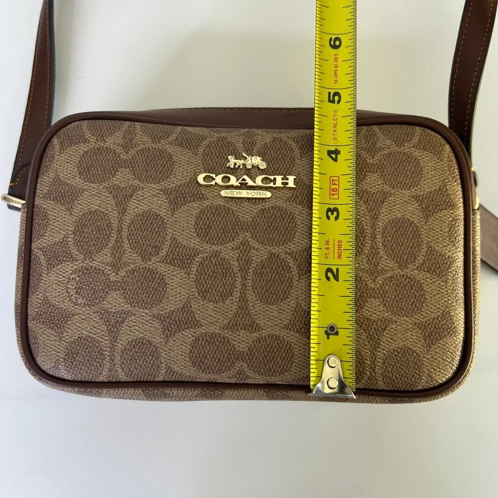 Coach Mini Jamie Camera Bag Brown Signature Canvas Crossbody Excellent